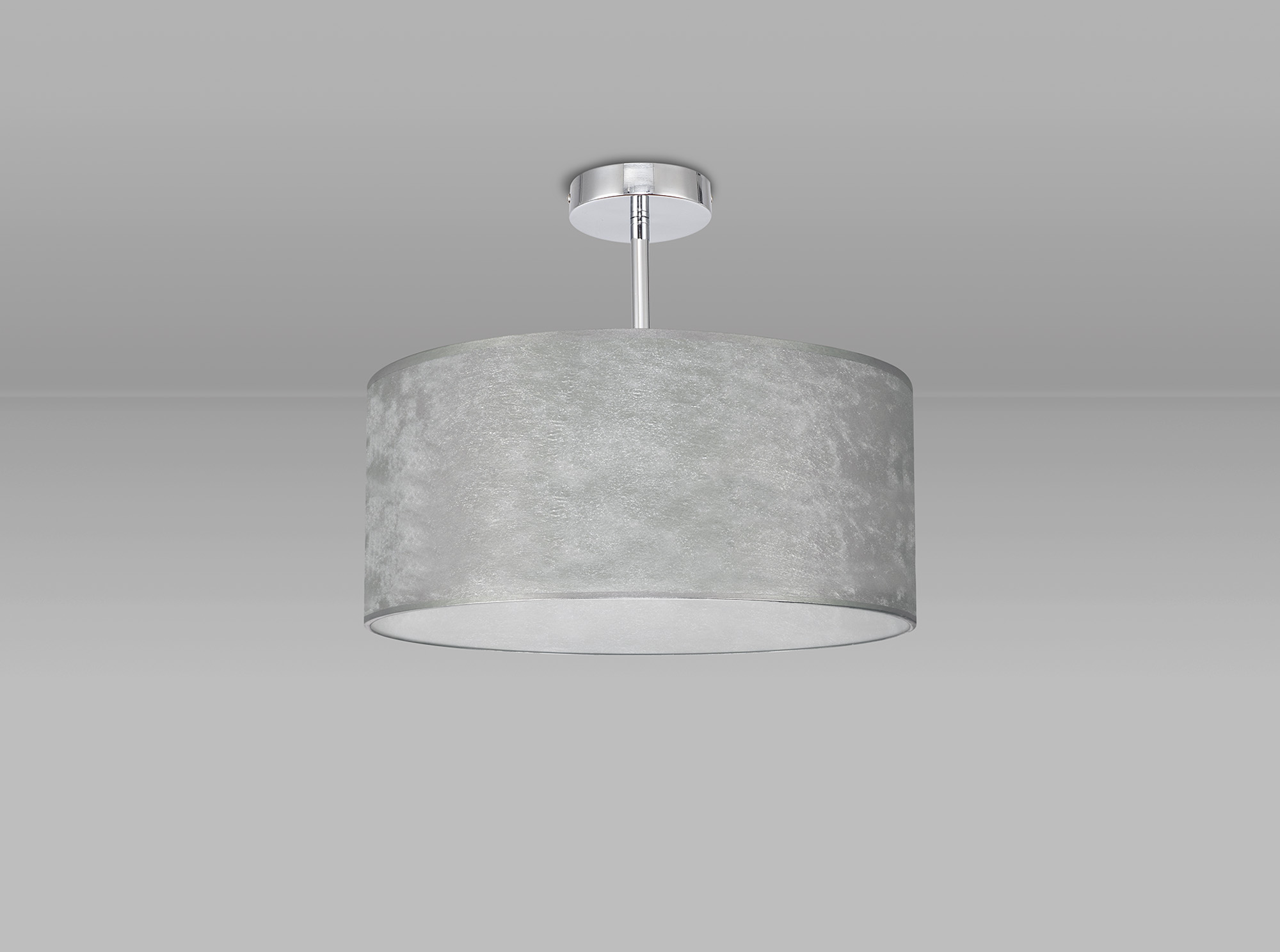 Baymont 40cm Semi Flush 1 Light Polished Chrome, Silver Leaf DK0783  Deco Baymont